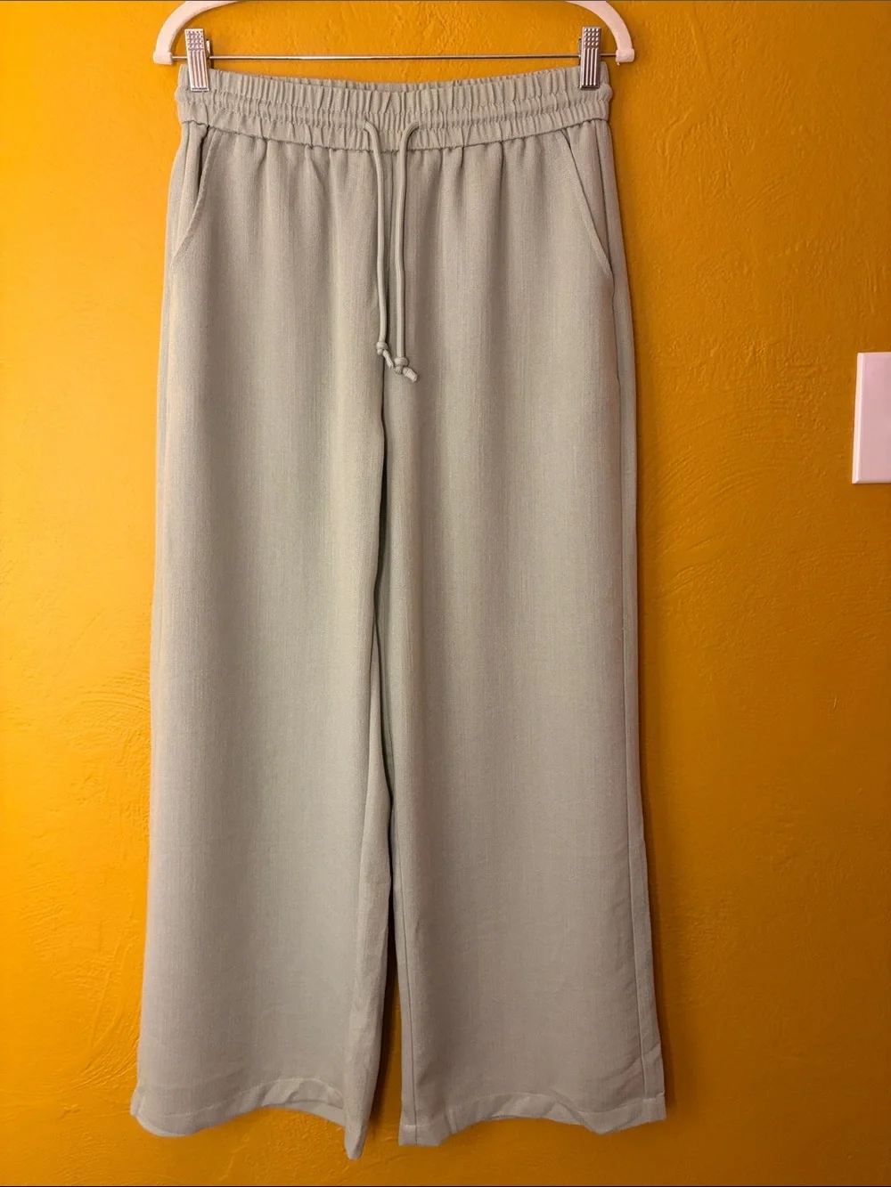 HALARA NWT M High Waist Drawstring Pocket Wide Leg Baggy Casual Linen-Feel Pants